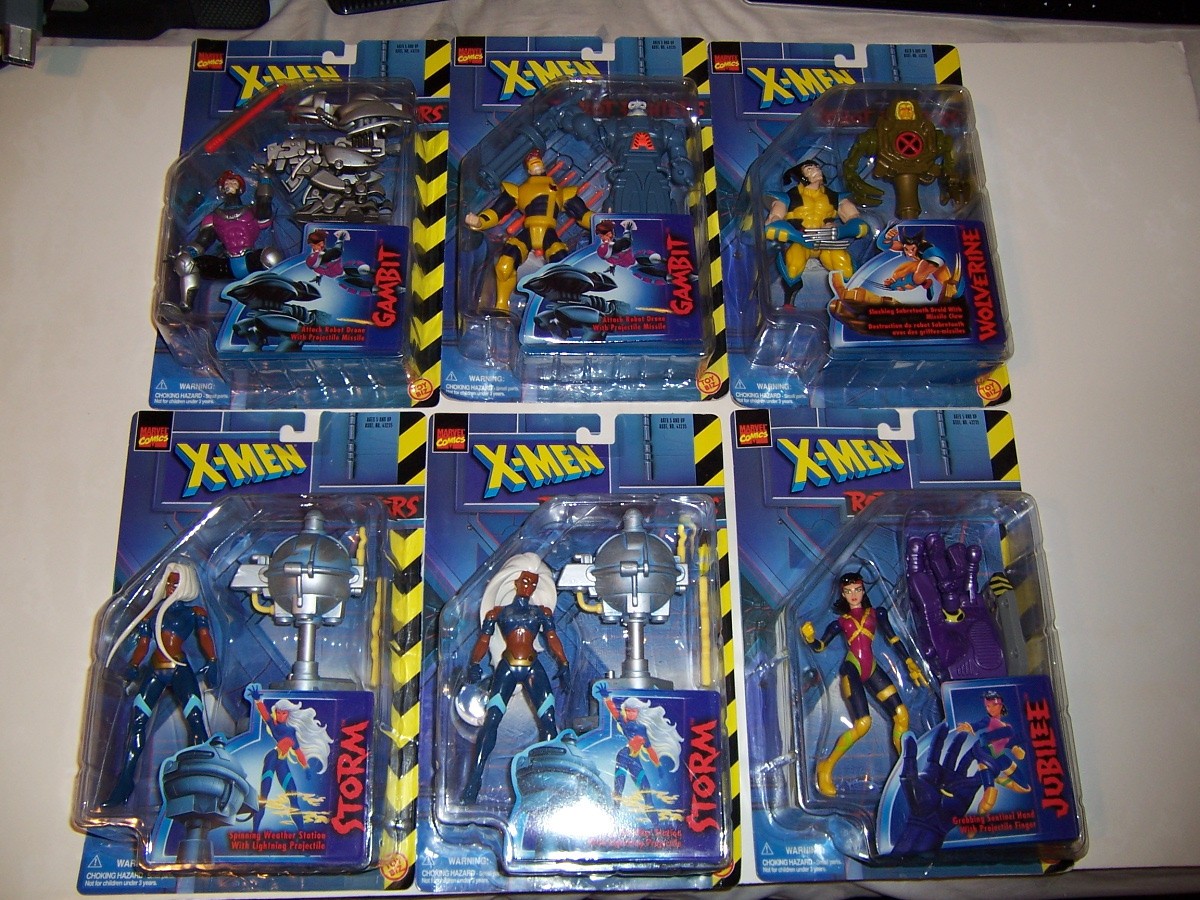 X-Men Robot Fighter Complete Toybiz 6 Set Storm Wolverine Jubilee Gambit Cyclops