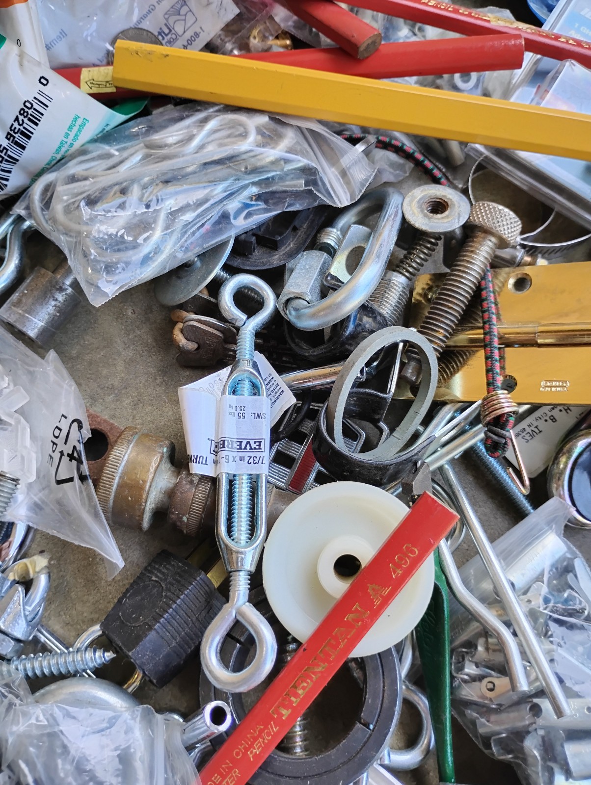 Vintage Junk Drawer Lot Grandpa’s Hardware , Timer Ect.
