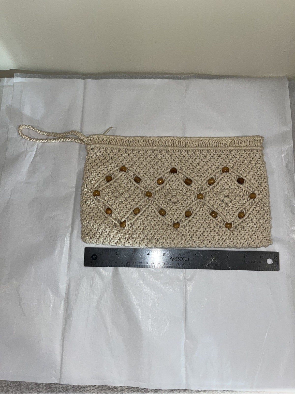 Vintage Macrame Hand Bag Clutch Made In The Republic of China