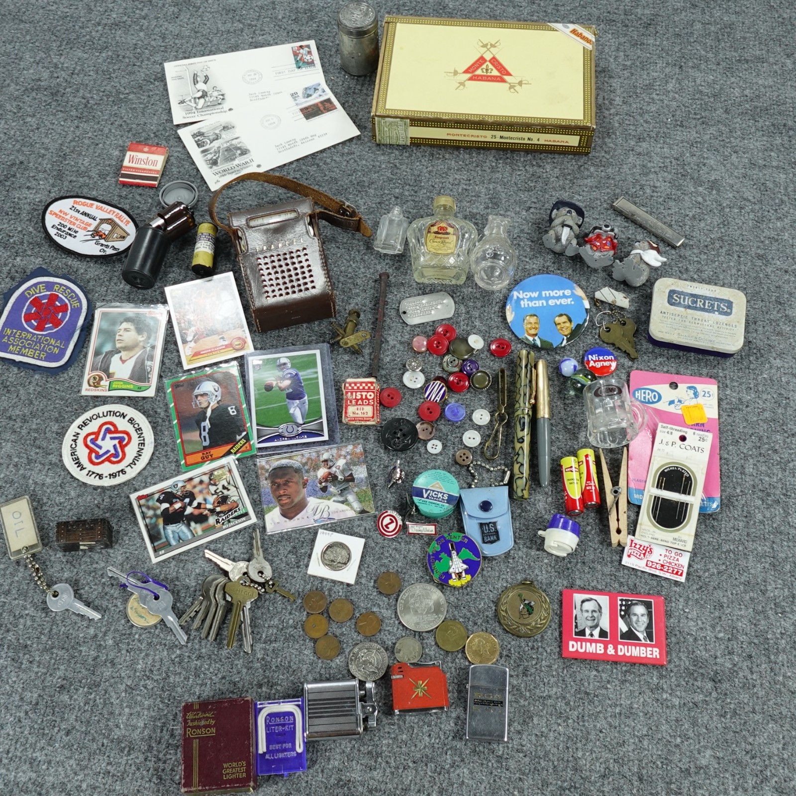 Junk Drawer Lot Lighters Coins Patches Cards Pins Buttons Mixed Smalls Grandpa🔥