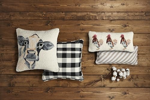 Mud Pie Farm Cow Hook Wool Pillow; 18″ X 18″