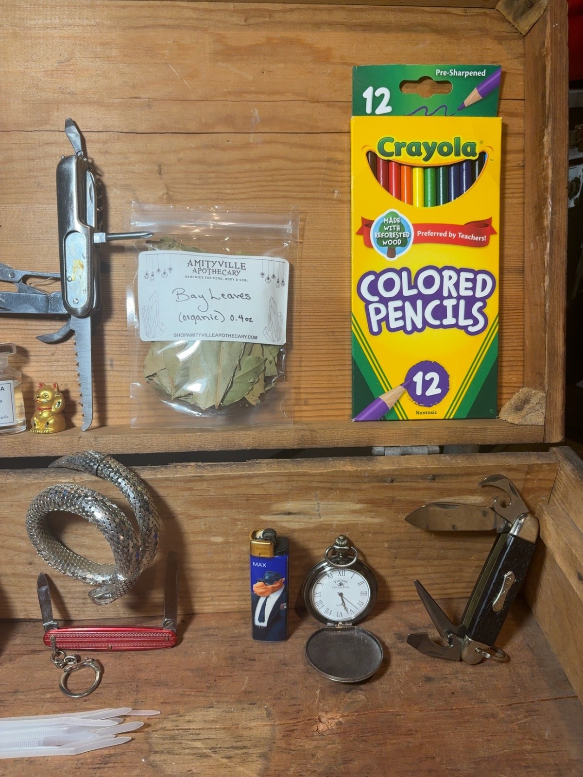 Vintage Junk Drawer Mixed Lot Lighters Knives Tools Watch Sunglasses etc. L096