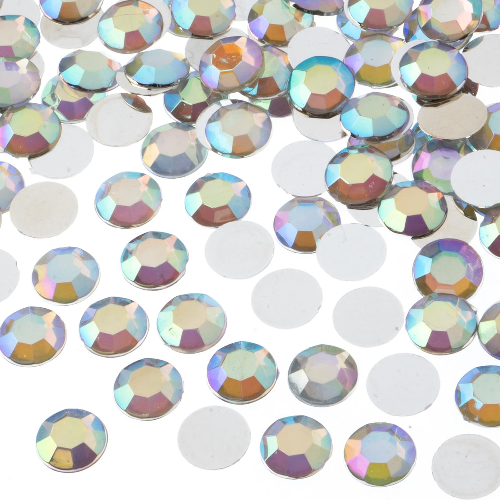 John Bead 500pcs 10mm Crystal AB Acrylic Flat Back Rhinestones for DIY Crafts