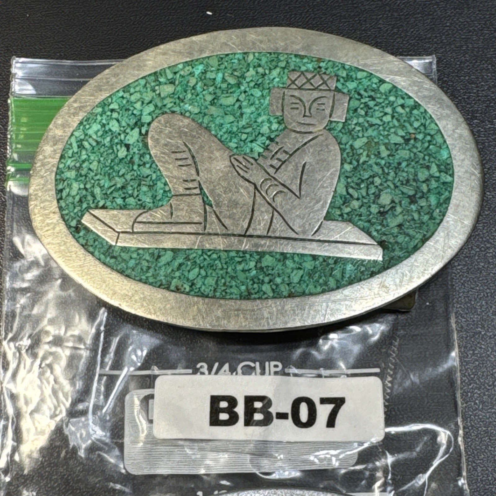 Lot of 2 Vintage Inlay Belt Buckles DeBry For Repair + Hecho en Mexico BB-07