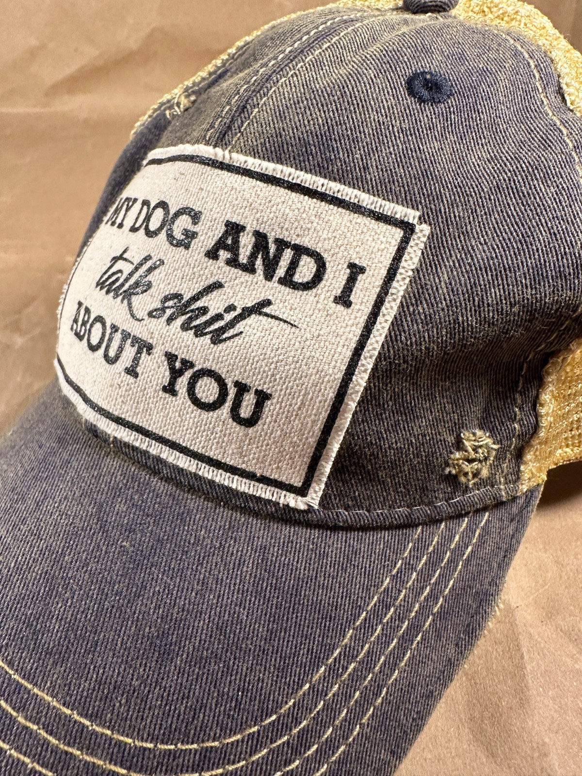 Vintage Life “My Dog & I Talk Sh*t About You” Distressed Baseball Cap Unisex NEW