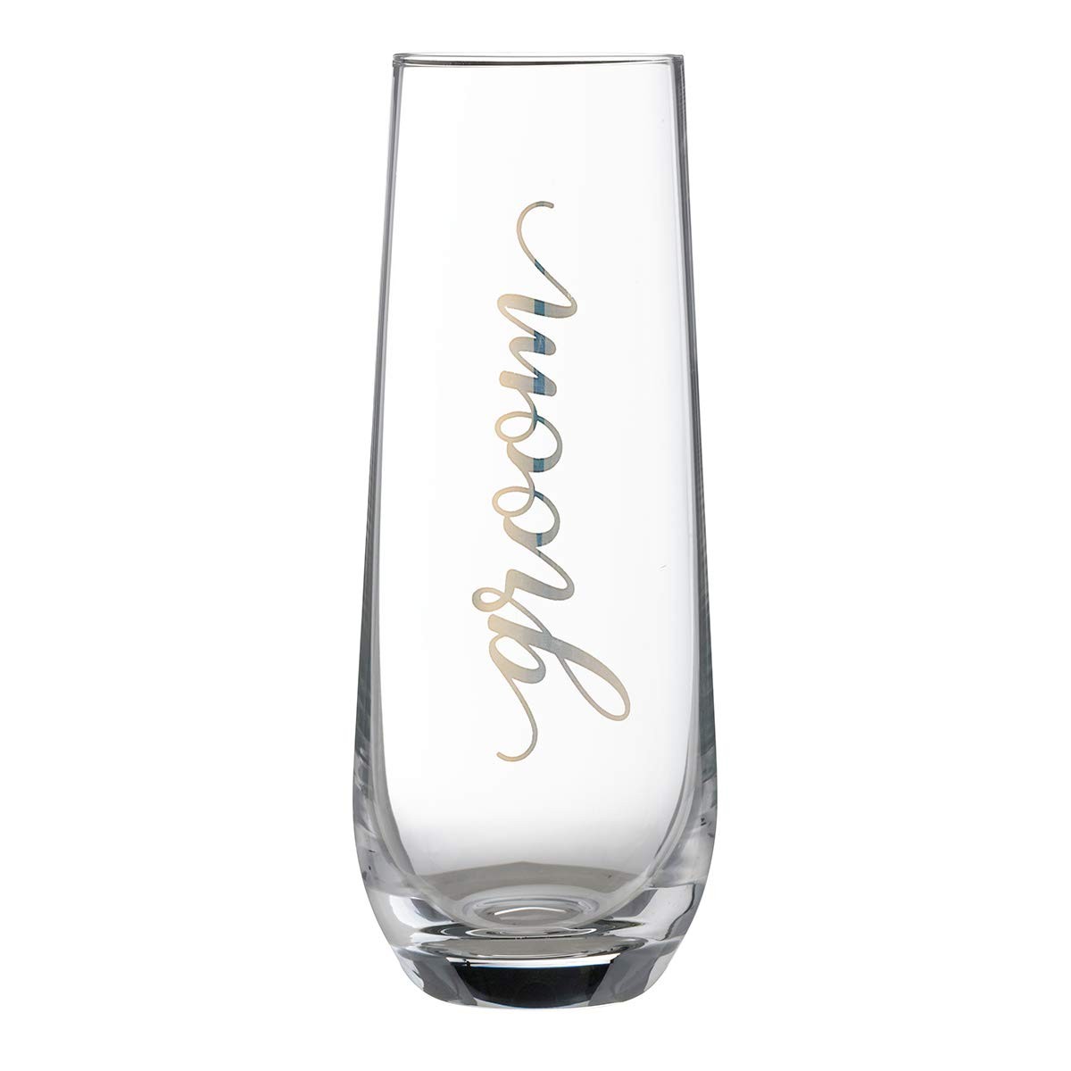 Lillian Rose Gold Groom Stemless Champagne Glass, 8oz, Clear