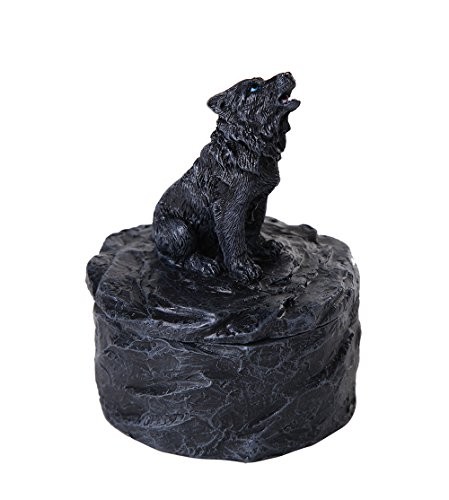 Pacific Giftware Lone Majestic Black Wolf Resin Trinket Box 3.15in Mini Decor