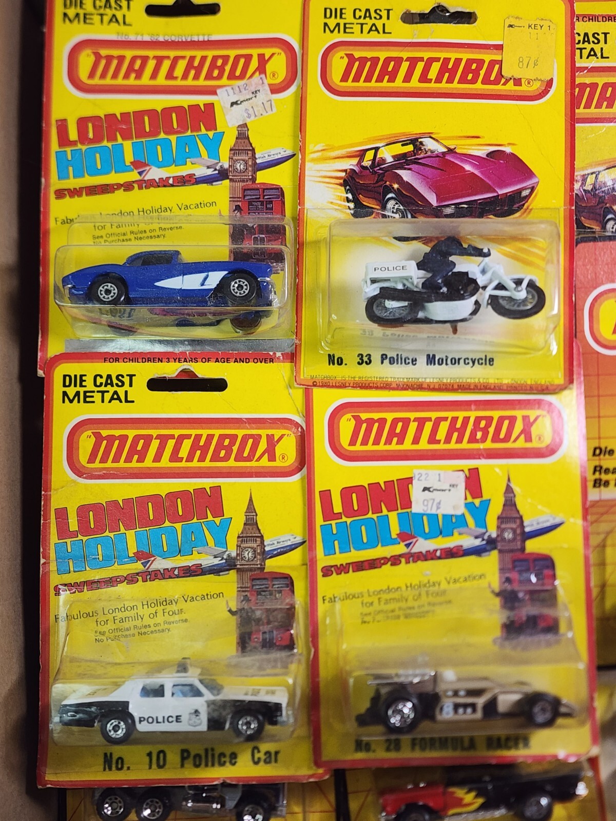 20 NOS Vintage Matchbox Diecast Toy Car & Trucks, Speed Sticks, London Holiday