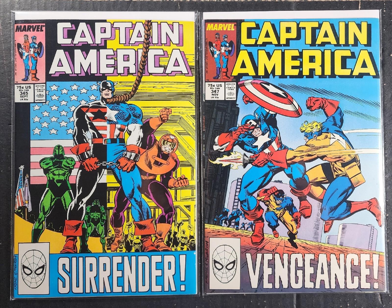 Captain America #345 & 347 HIgh Grade Direct Editions Marvel 1988