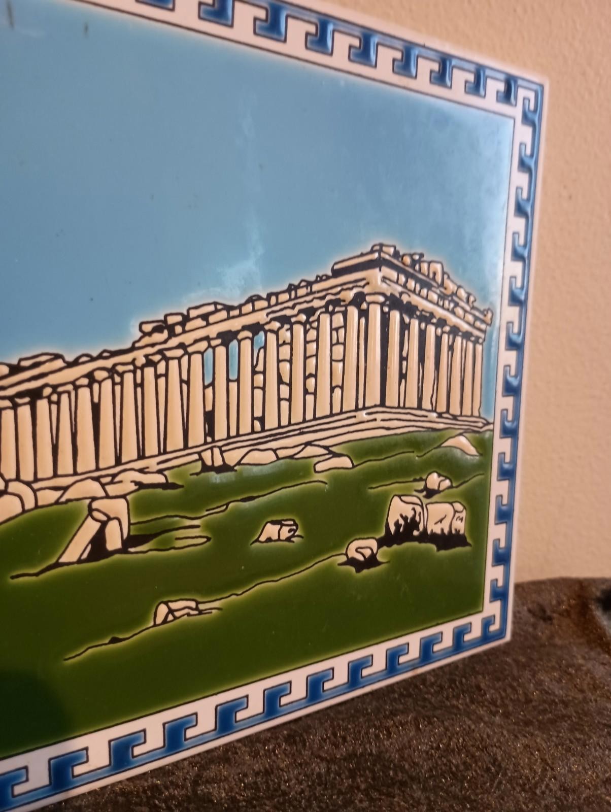Set Of 2 Greece Ceramic Tile Handmade Made In Greece COLORFUL ARTISAN