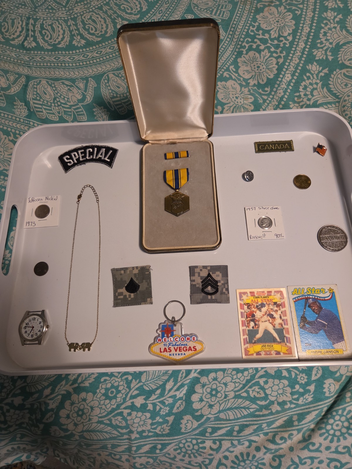 Junk Drawer With Silver And War Medals