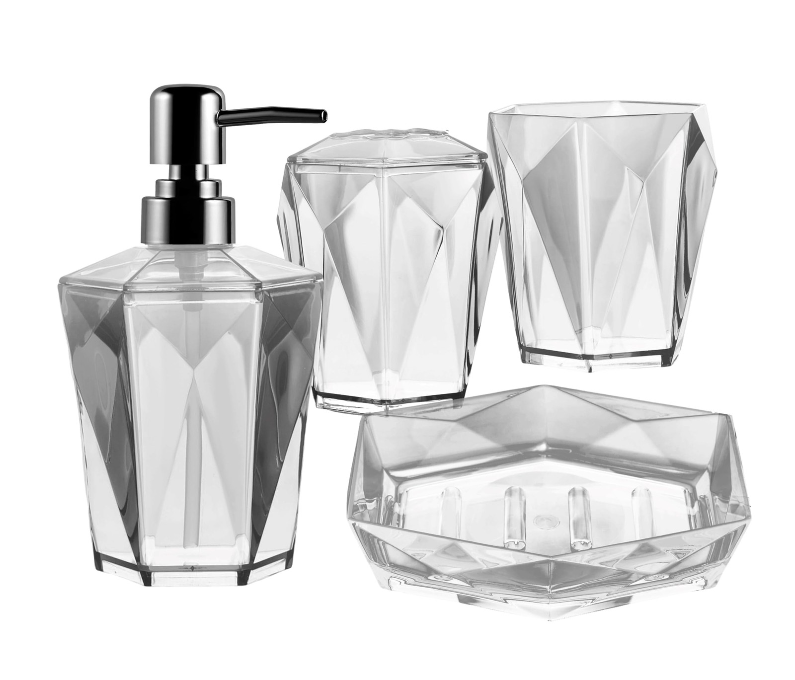 Locco Decor 4-Piece Grey Acrylic Bathroom Vanity Set