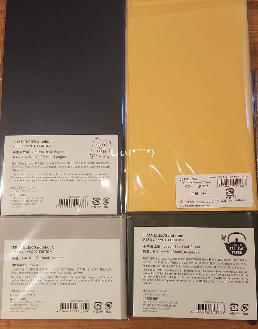 Traveler’s Factory Kyoto Limited Refill Set of 4 Traveler’s Notes