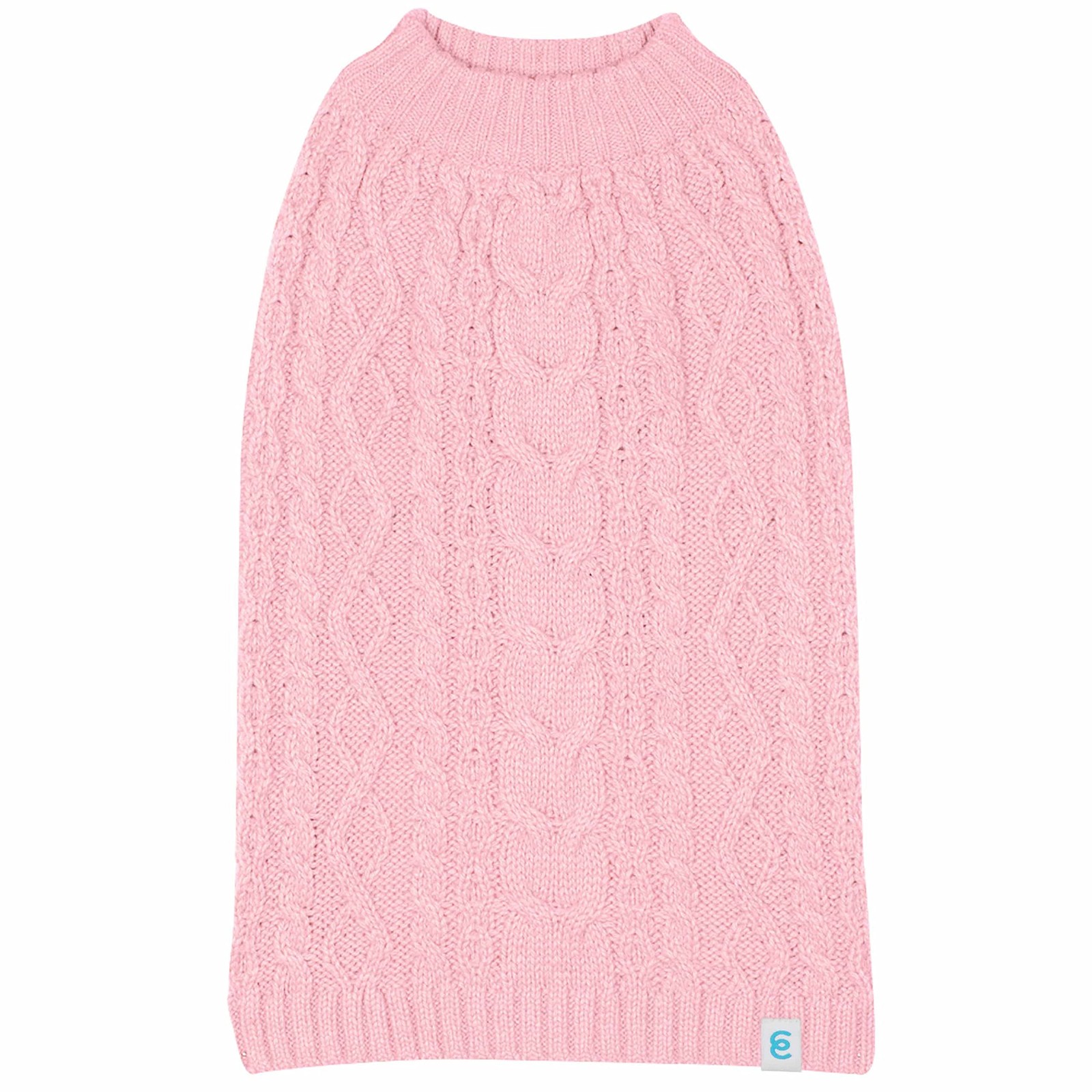 Blueberry Pet Classic Wool Blend Cable Knit Dog Sweater – Muted Pink, Large
