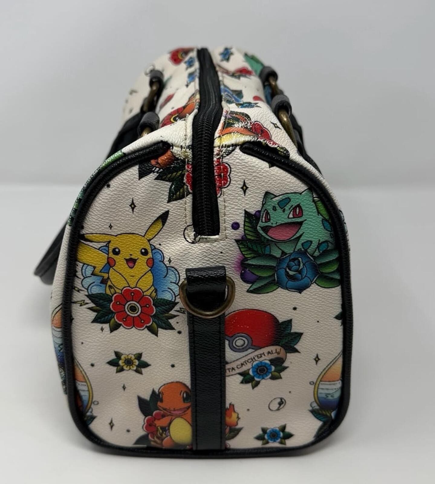 Loungefly Pokemon Tattoo Satchel Barrel Bag Purse Starters Heart Logo htf
