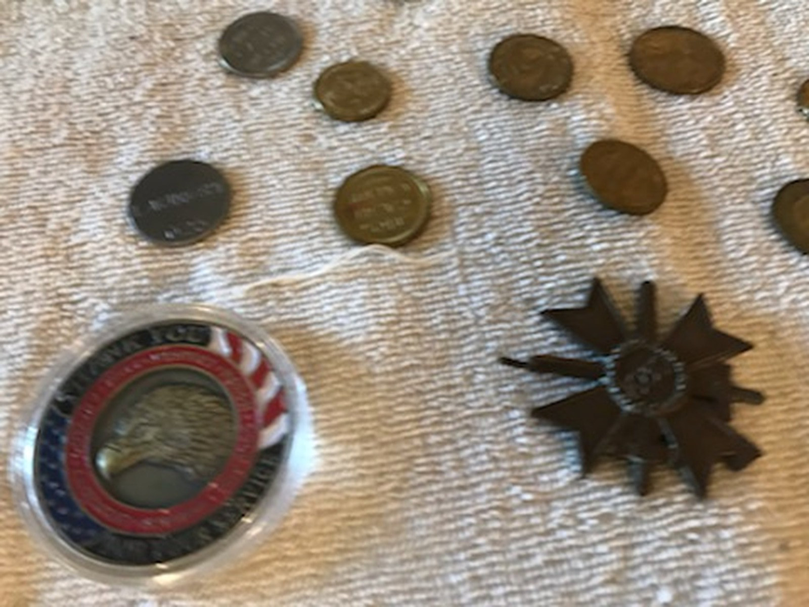 Vintage Antique Junk Drawer Lot Mixed Medals Coins Tokens Military Fraternal