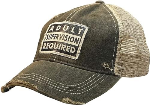 VINTAGE LIFE Distressed Baseball Cap – Funny Trucker Hat, Unisex, Black, Adult