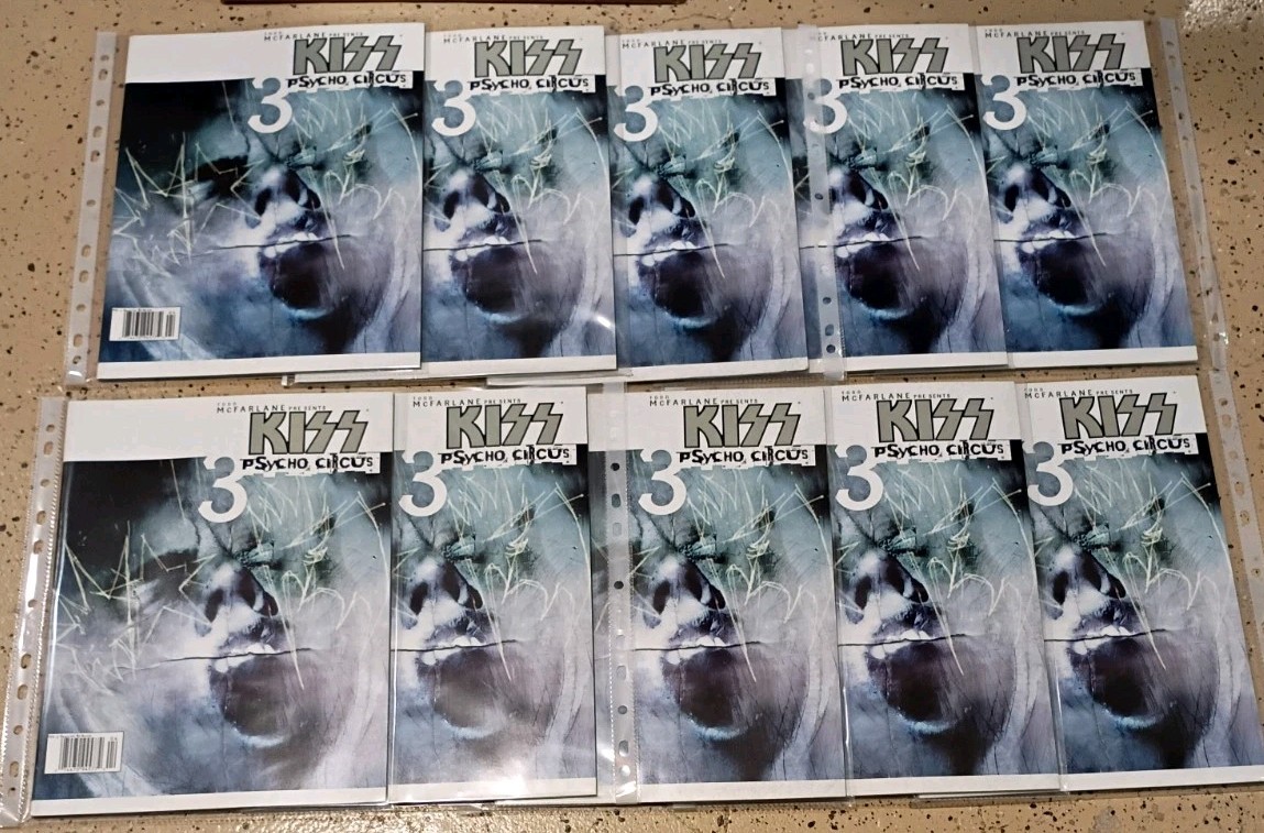 LOT OF 10 KISS Magazine Size Comic Book: Psycho Circus Aug 1999 1st Print, ex/nm