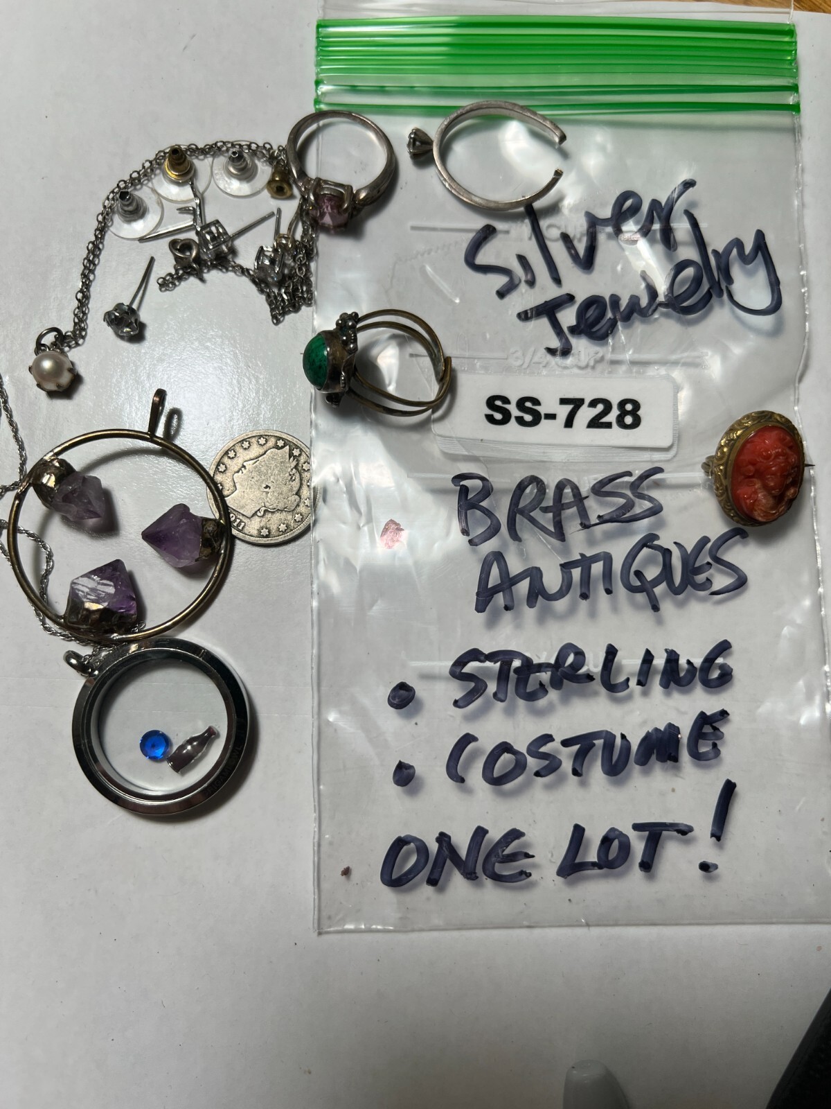 COOL BEANS Antique Brass Jewelry Lot w/ Bonus Sterling Silver & Fashion Pieces