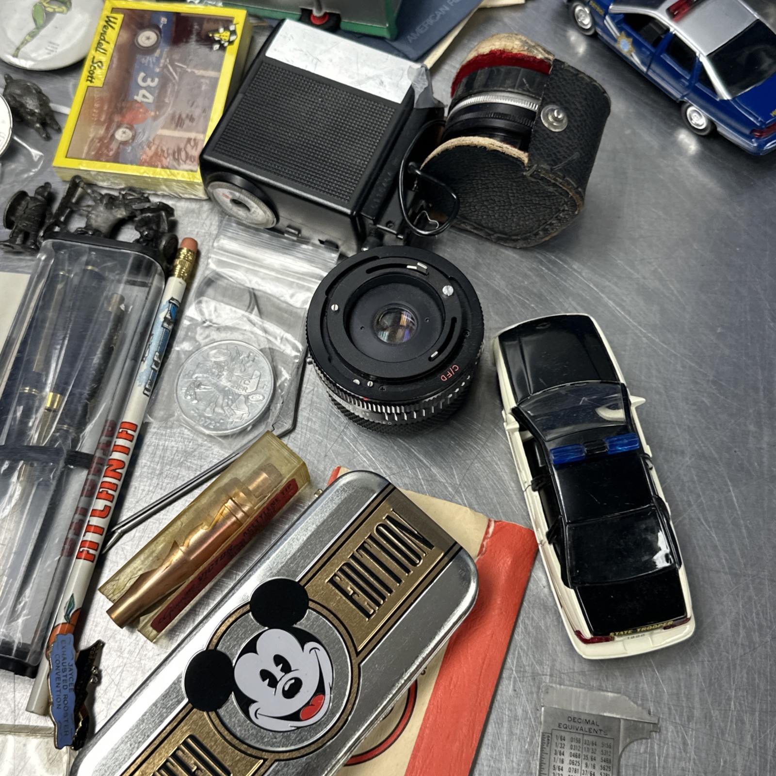 Junk Drawer Job Lot Baseball Card Stamp Jewelry Camera Metal Toys Car Coin #2