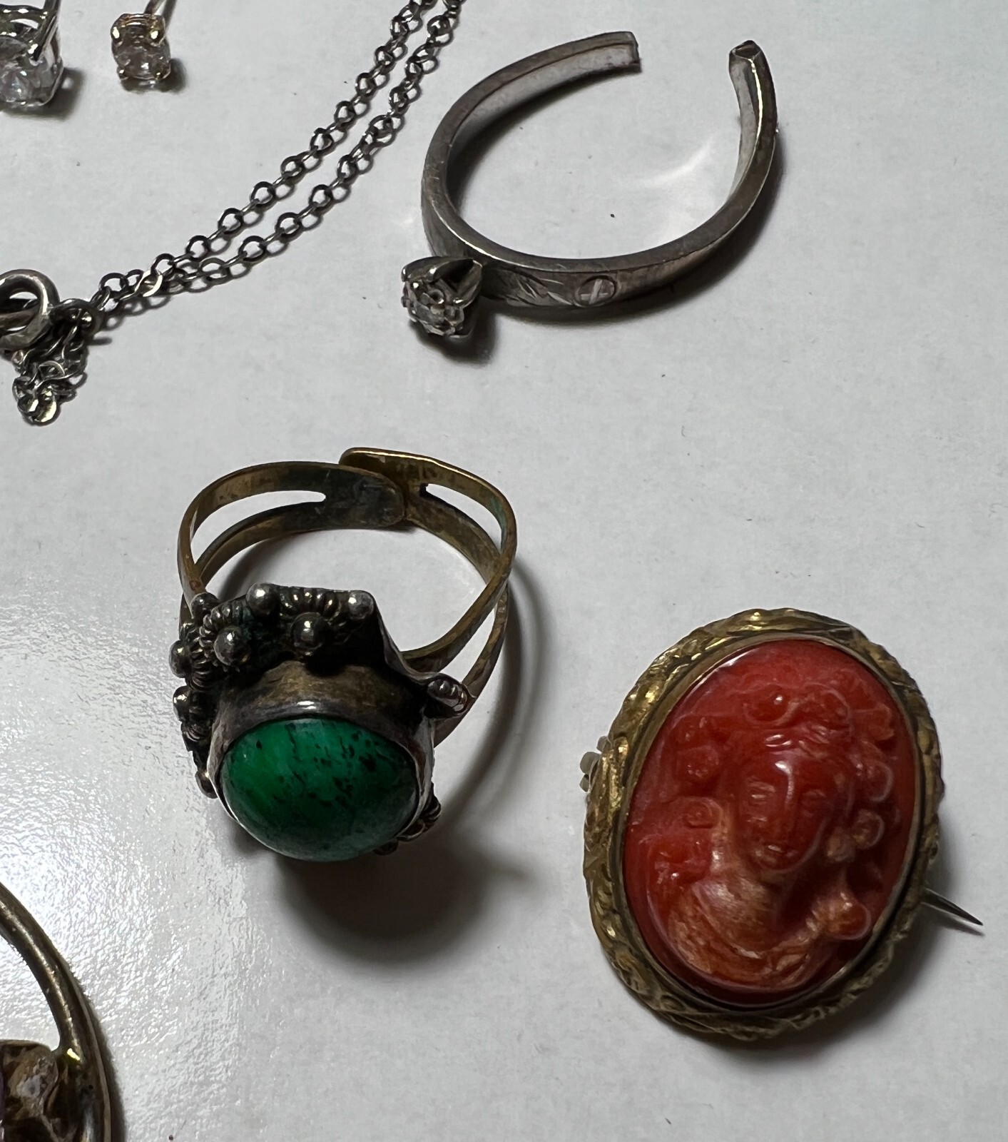 COOL BEANS Antique Brass Jewelry Lot w/ Bonus Sterling Silver & Fashion Pieces