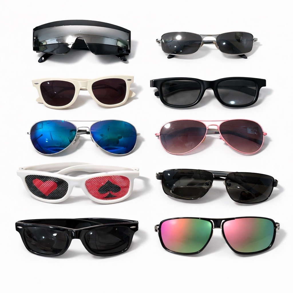 Junk Drawer Lot 10 Pair Sunglasses Festive Party Aviator Shield Pugs Trendy Bulk