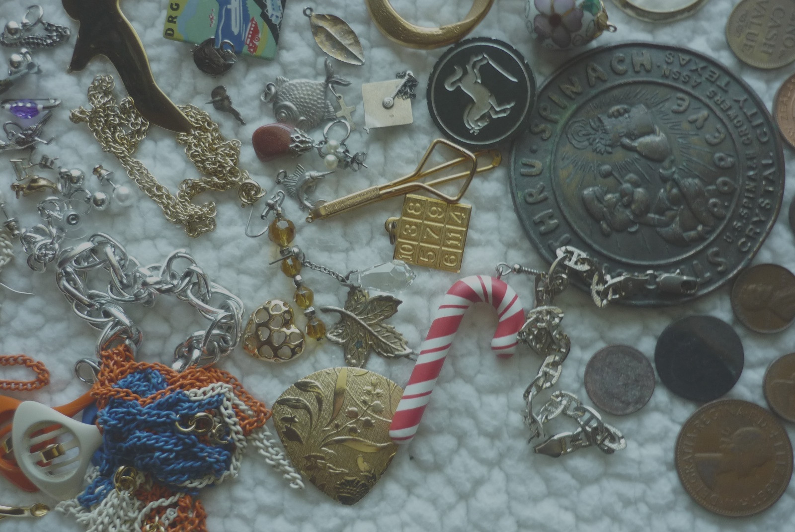 Junk Drawer Lot Old Jewelry Coins