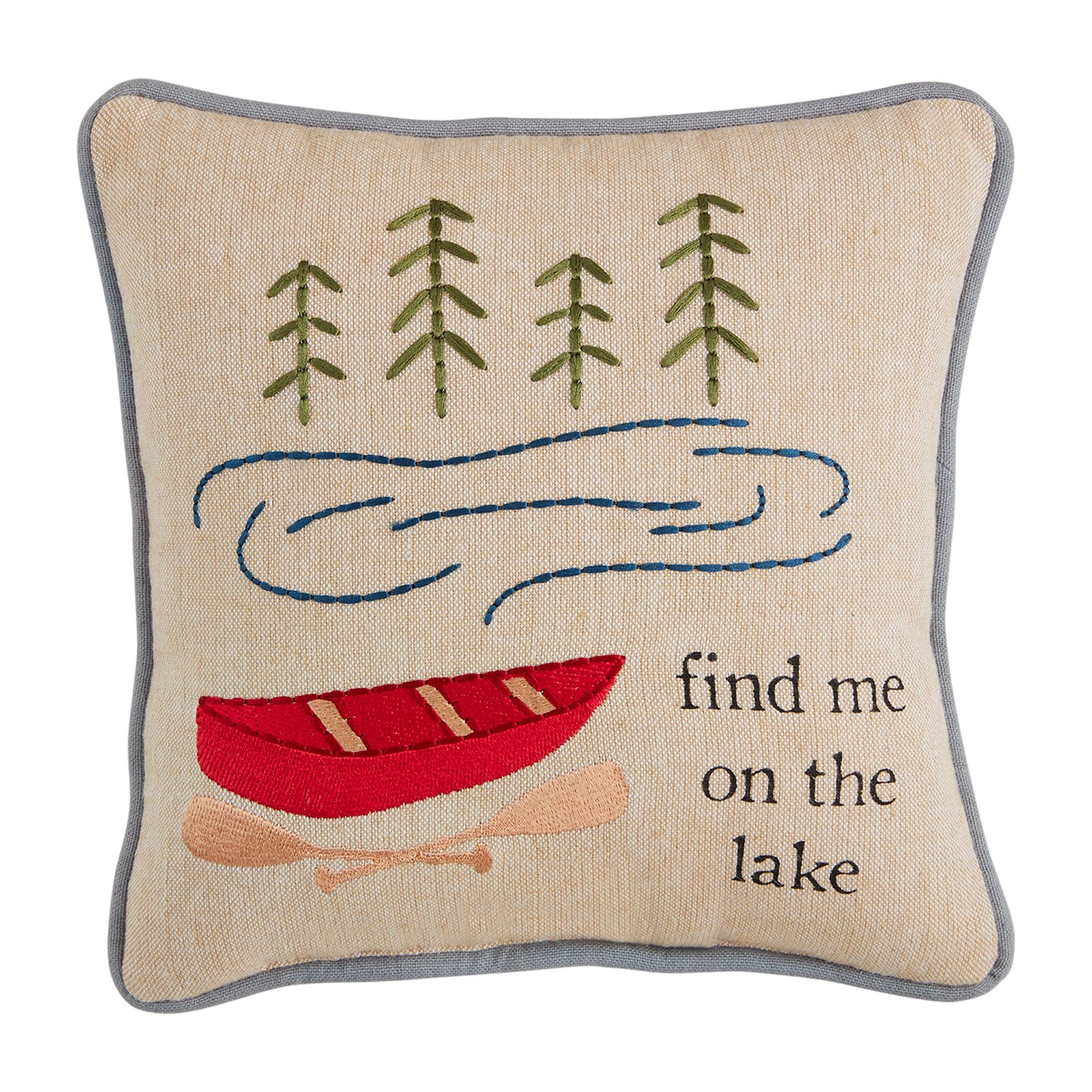 Mud Pie Me Embroidered Pillow 8 x Jade Multicolor Inch Standard Functional Charm