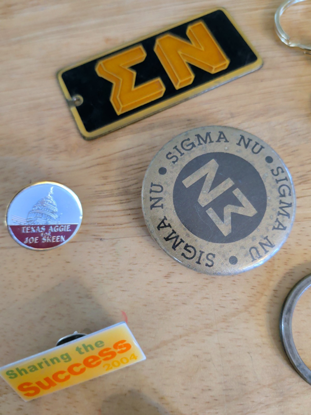VTG To Now Mix Lot~Keychains, Hat Pins, College Fraternity, Military, Medallions