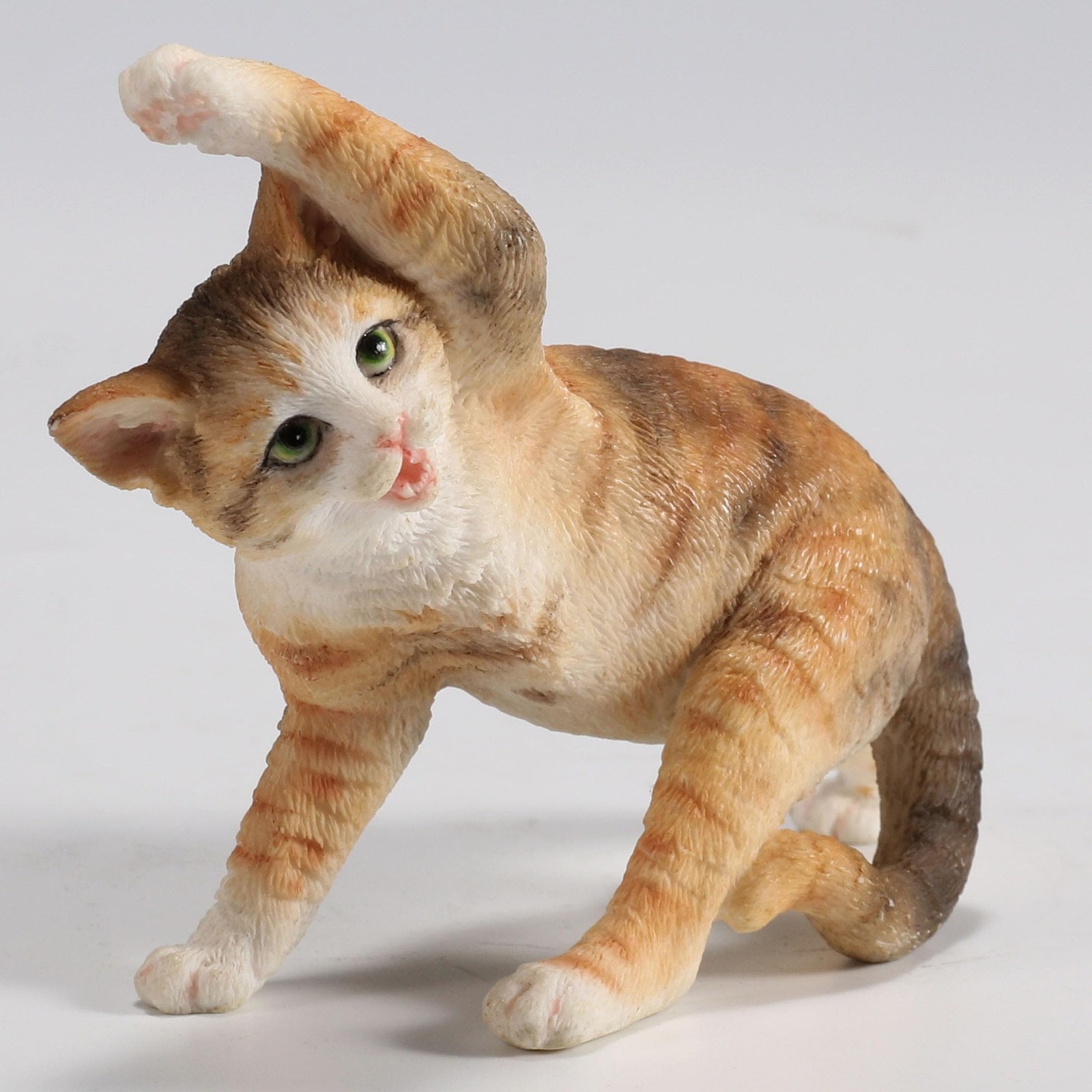 Veronese Design 3.5″ Yellow Tabby Yoga Cat Twist Pose Resin Miniature