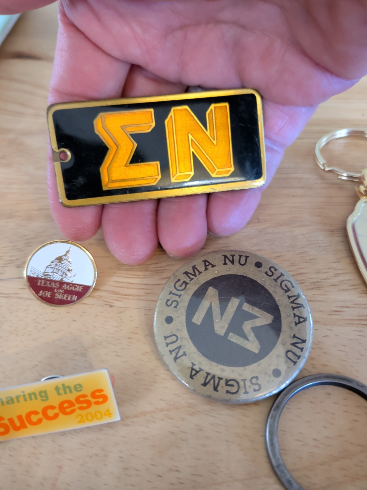 VTG To Now Mix Lot~Keychains, Hat Pins, College Fraternity, Military, Medallions