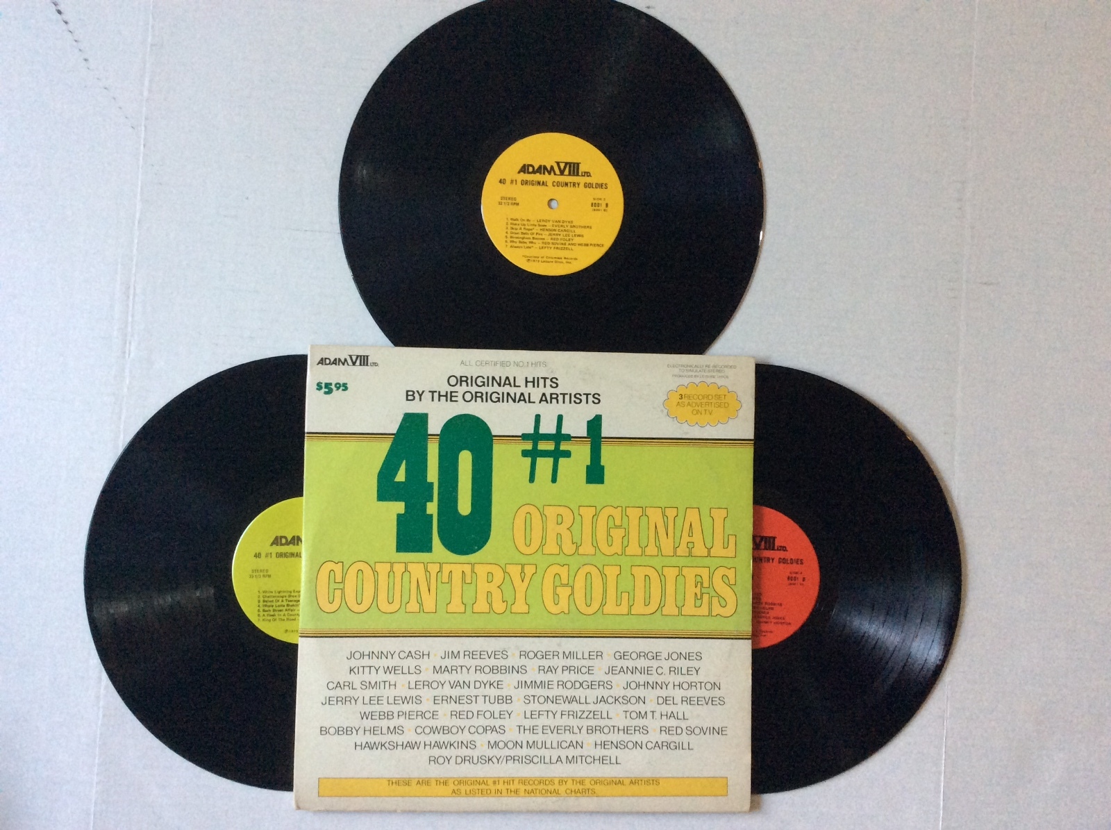 Vintage 40 #1 Original Country Goldies 3 LPs Set Johnny Cash Jerry Lee Lewis NM