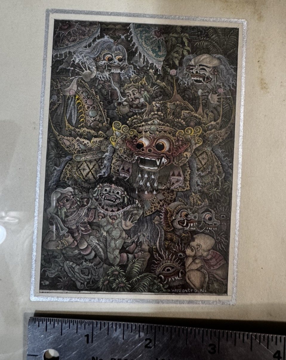 Miniature Framed Balinese Bali Traditional Painting