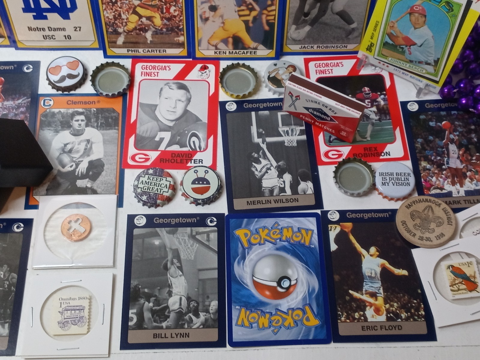 Junk Drawer Lot Sports Cards, Coins, Bottle Caps, Stamps, Tokens, Misc #64P
