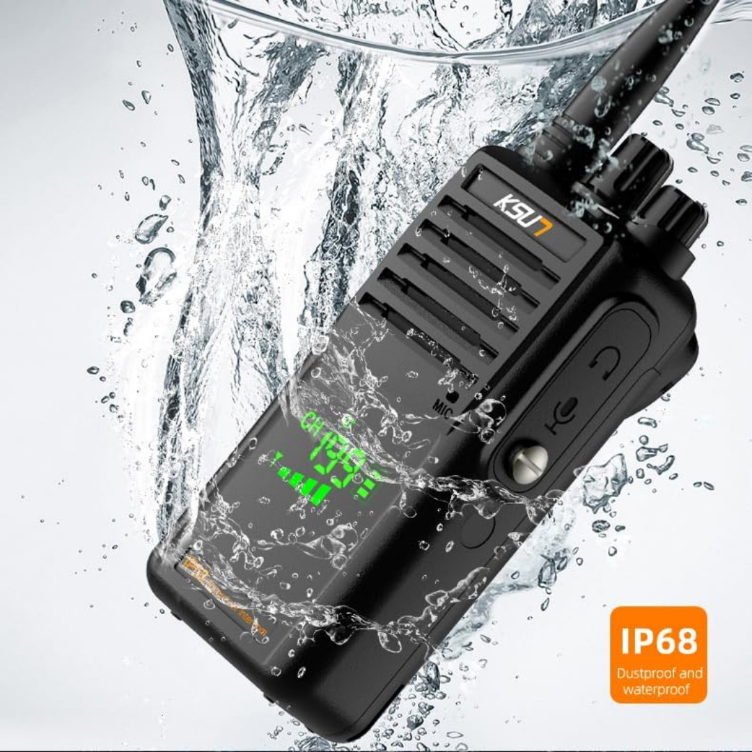 Handheld Two-Way VHF Marine Radio IP68 Waterproof LED Screen International 2 Pk