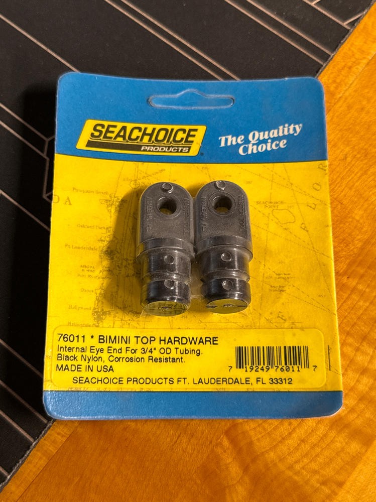 SEACHOICE 2 Pack 3/4 In OD Round Tubing Bimini Top Black Plastic Internal Eye