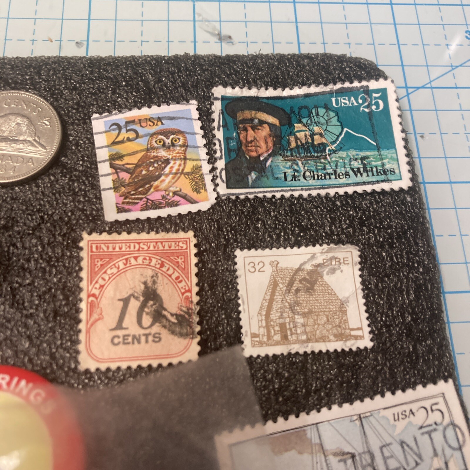 USED Mixed Vintage Tin Lot w/US Coins/US Stamps/Pins/Knife/Patch etc. NICE! LOOK