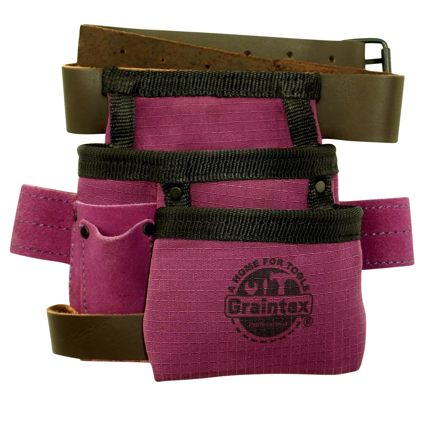 Graintex Kids 4 Pocket Tool Pouch Ripstop Canvas Purple Hammer Loop Belt