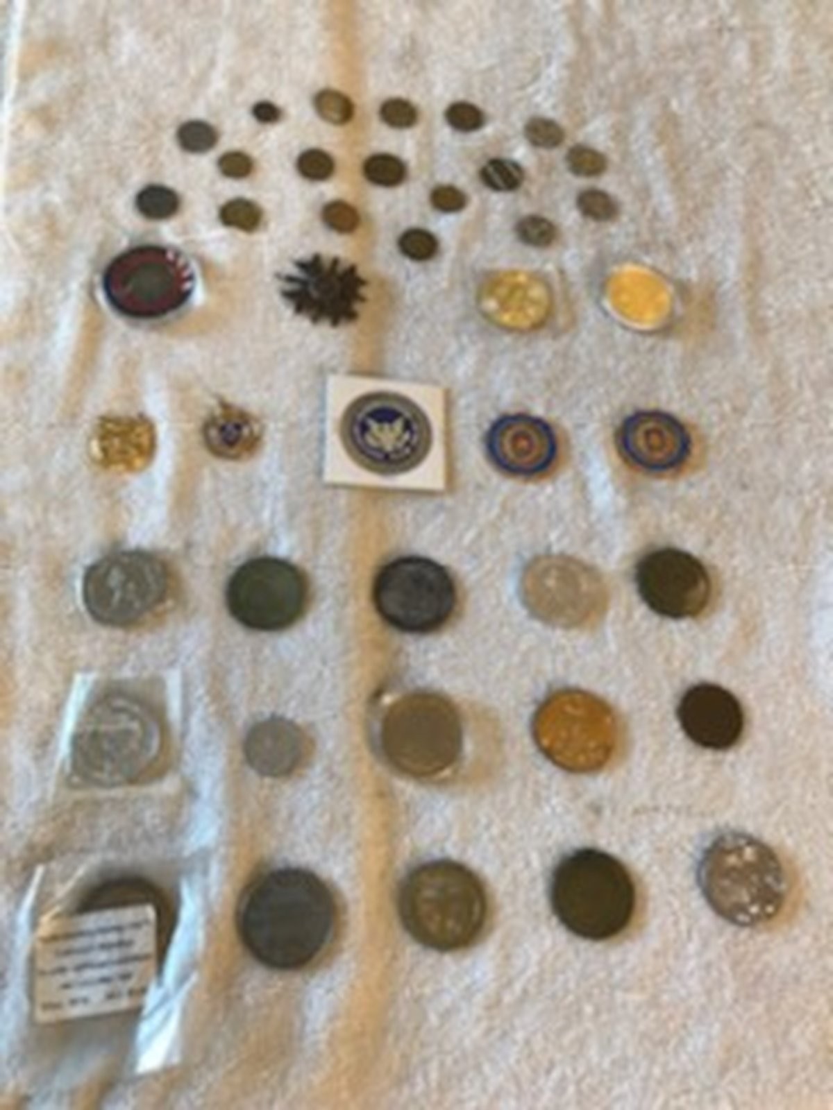 Vintage Antique Junk Drawer Lot Mixed Medals Coins Tokens Military Fraternal