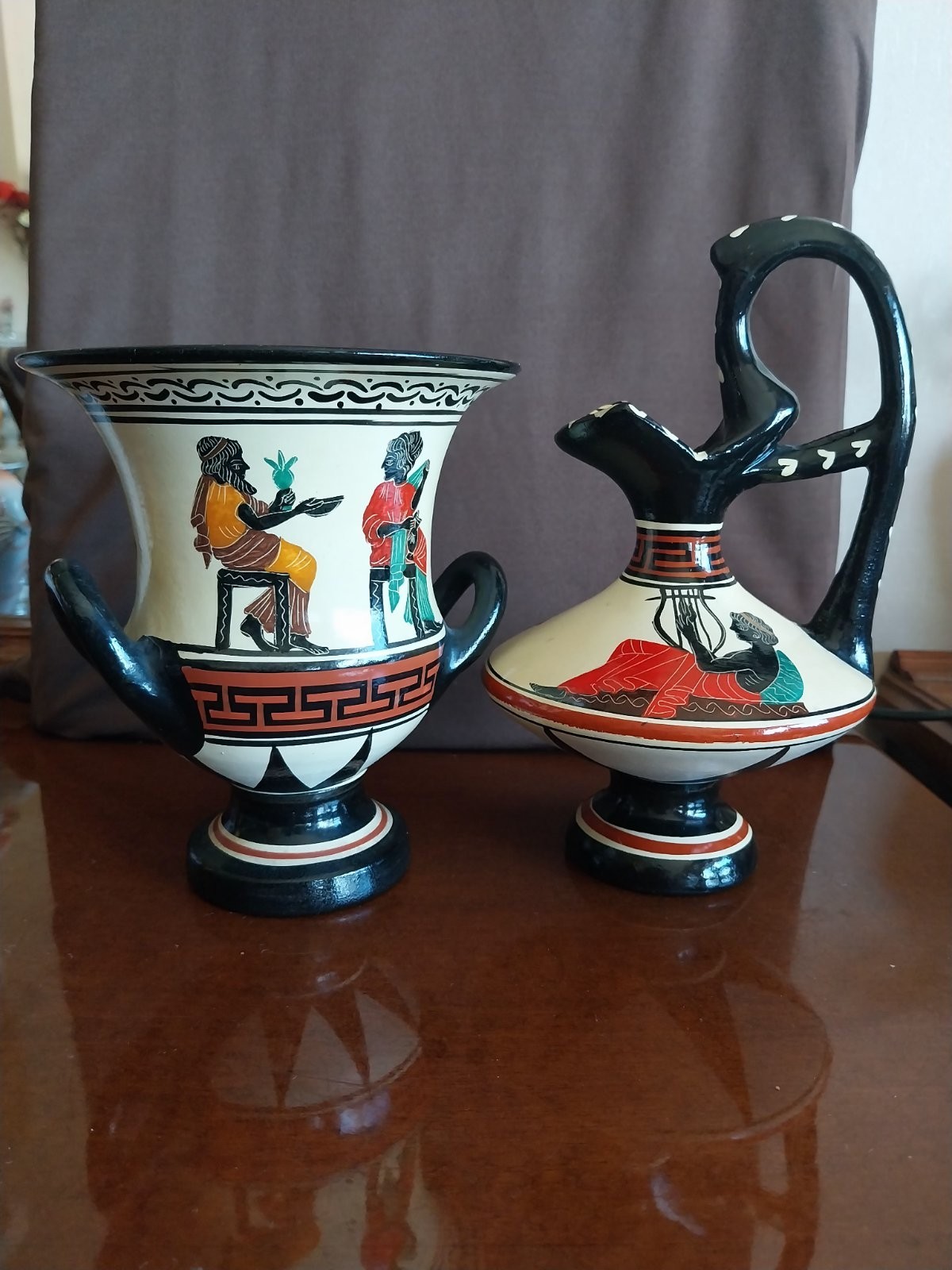 Handmade Greek Amphora Vases, Archaic Period Figures, Zeus, Hera, Aphrodite