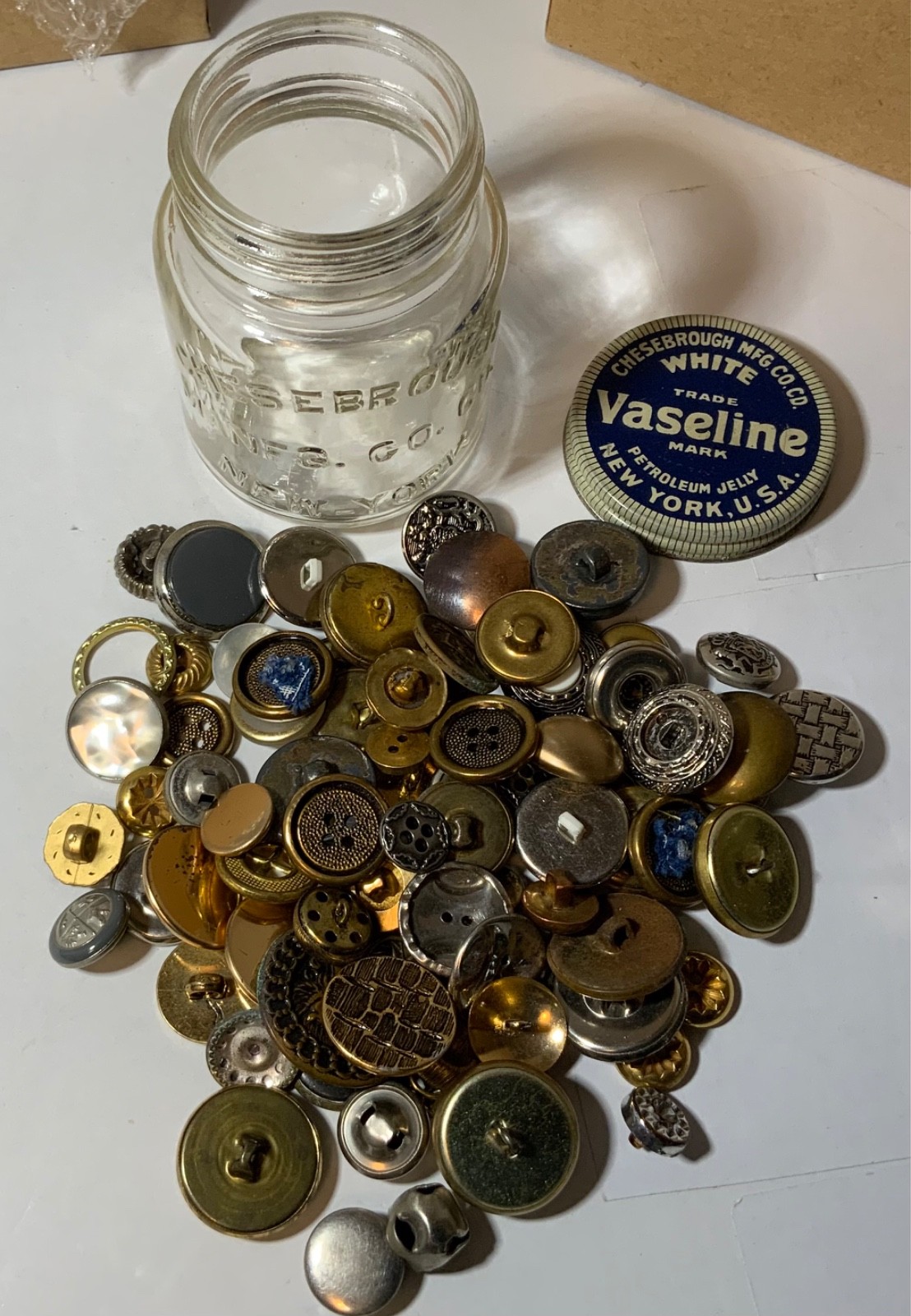 VTG Junk Drawer Lot Assemblage Art Mixed Media Crafts 3.5# Book, Wallet, Buttons