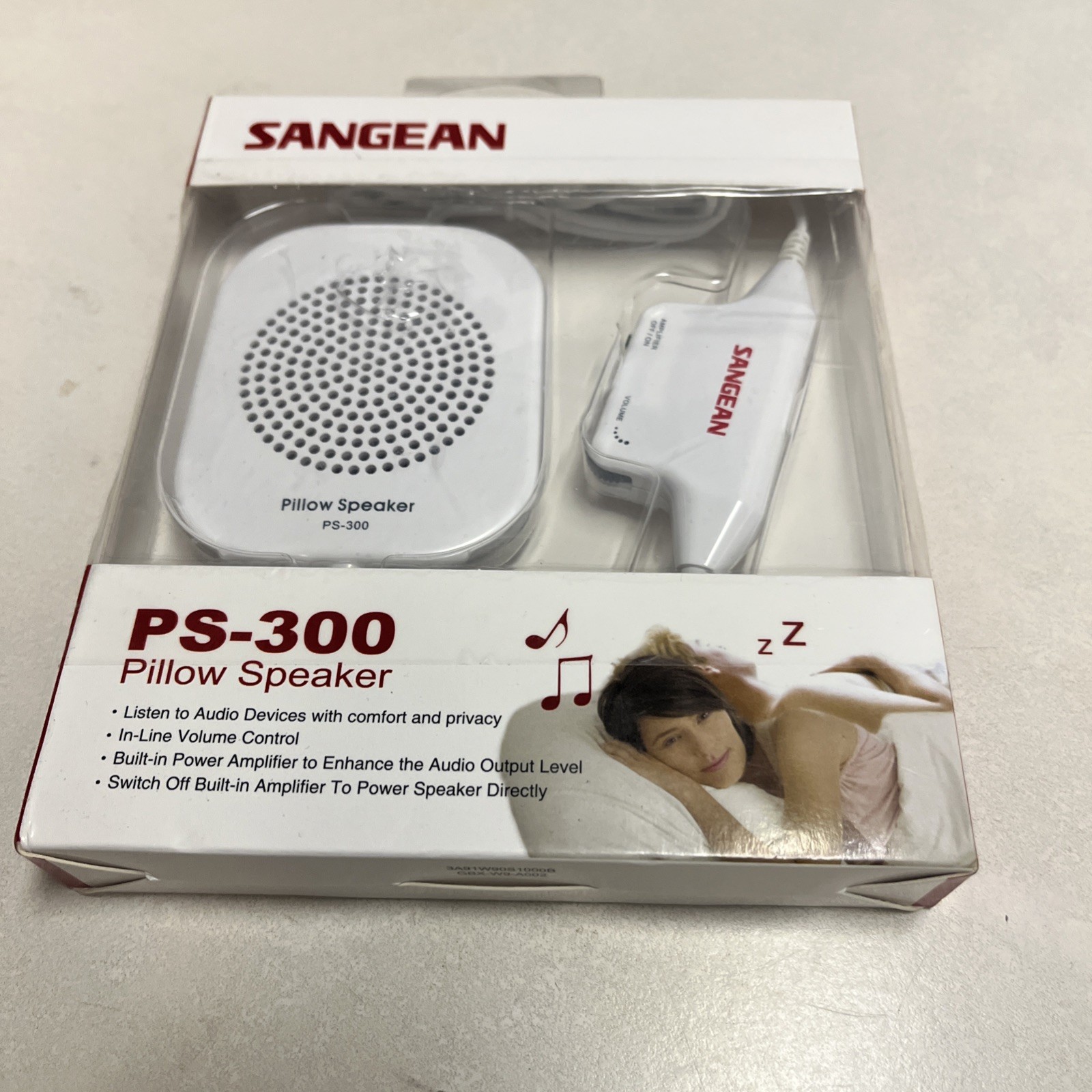 Sangean PS-300 Pillow Speaker with in-line Volume Control and Amplifier (White)