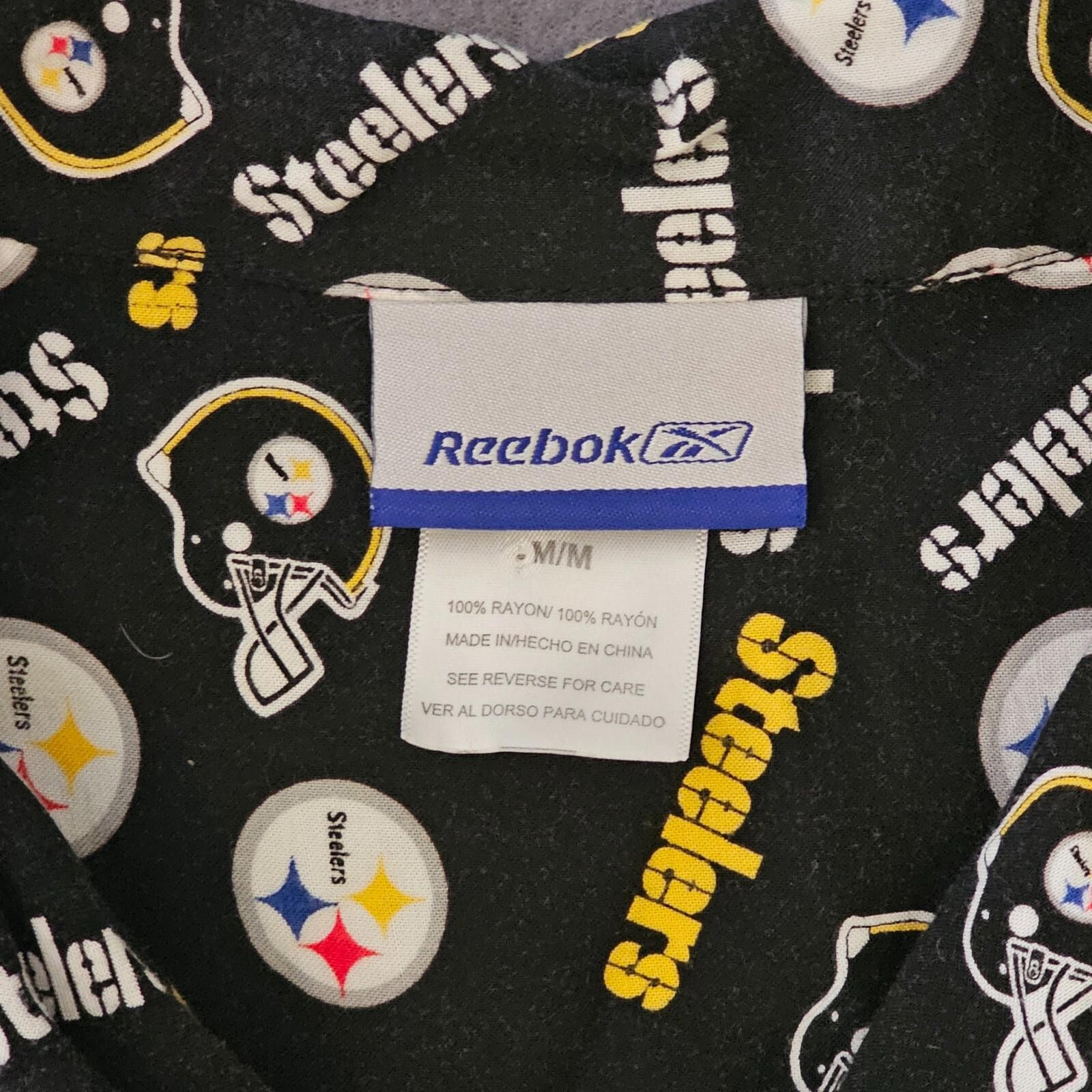 Reebok Pittsburgh Steelers NFL Men’s M Short Sleeve Button Up Colorful Football