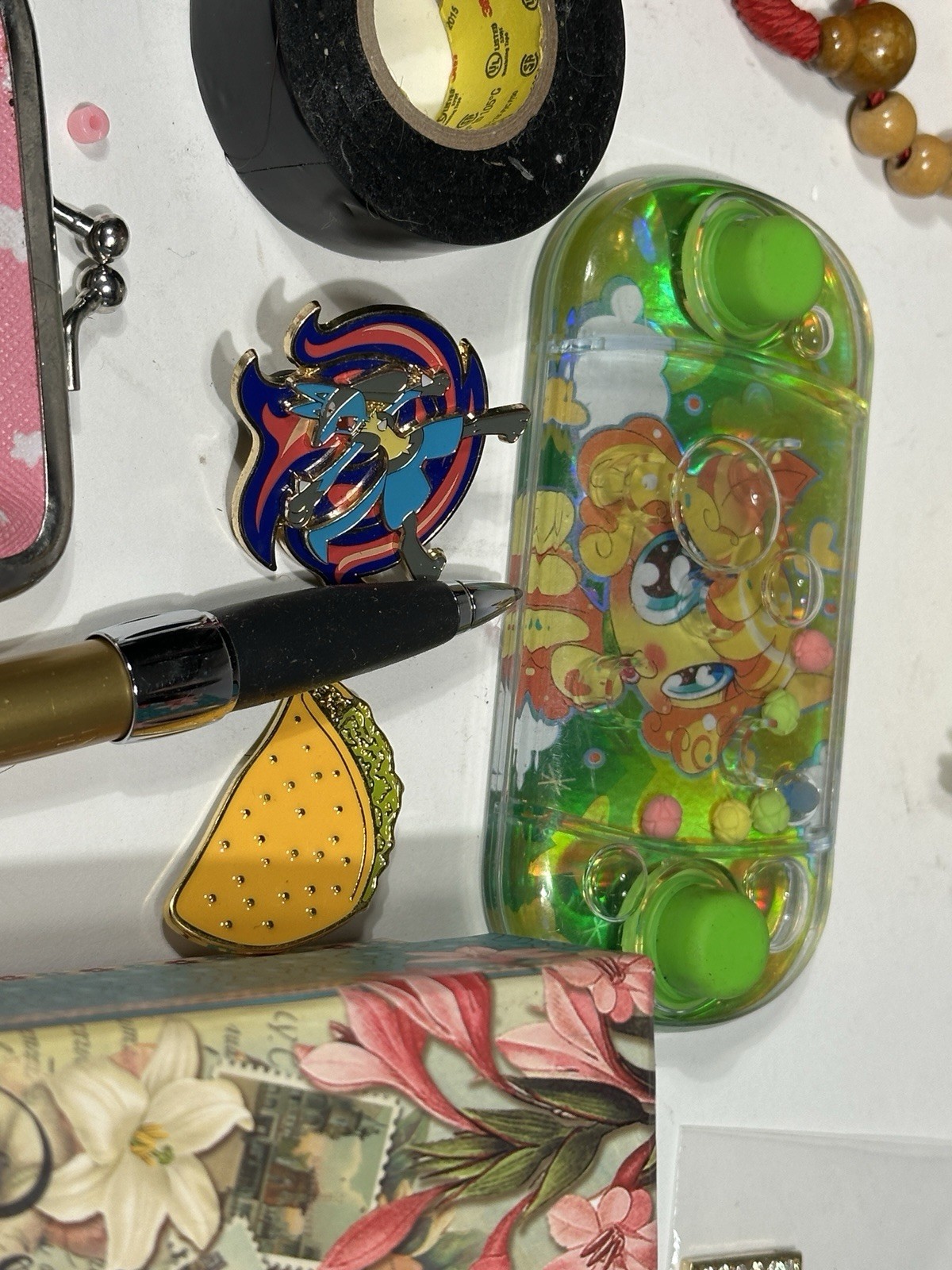 🔥 Mixed Junk Drawer Lot – Pokémon Lucario Pin, Bowser Figure, Nike Gear & More