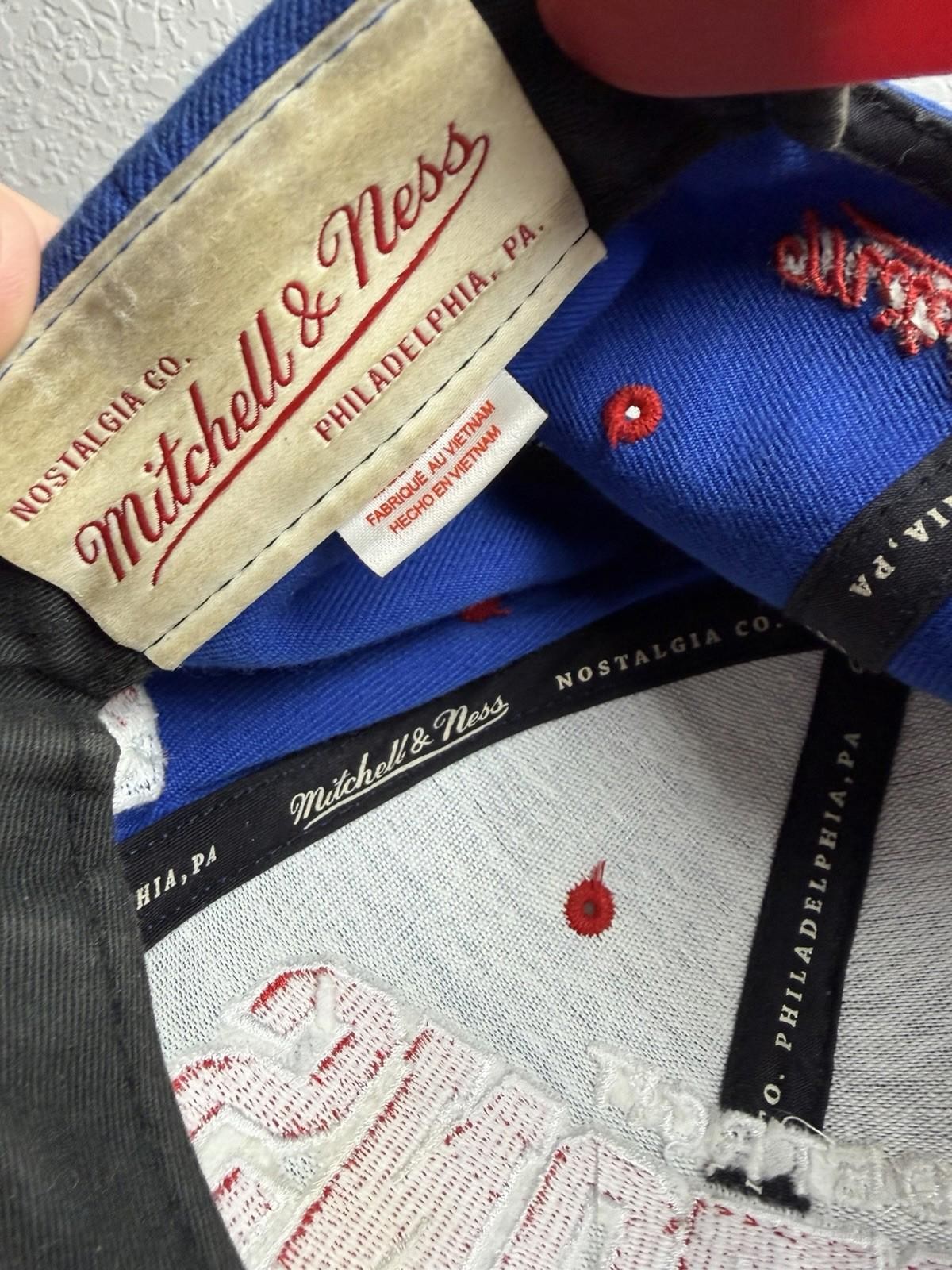 NBA Detroit Pistons Mitchell and Ness Snapback Cap Hat Official VTG Blue Red