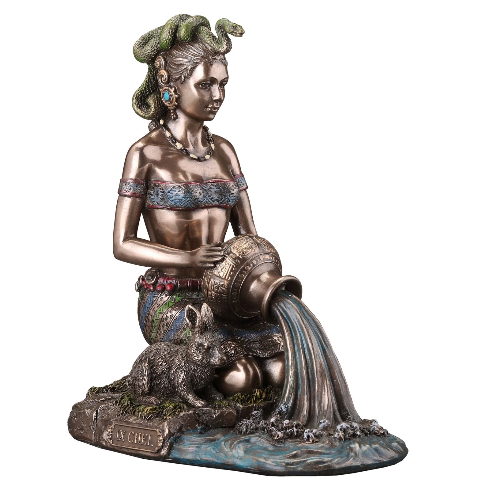 Veronese 6¼” Chel Mayan Jaguar Goddess of Midwifery & Medicine, Resin Bronze