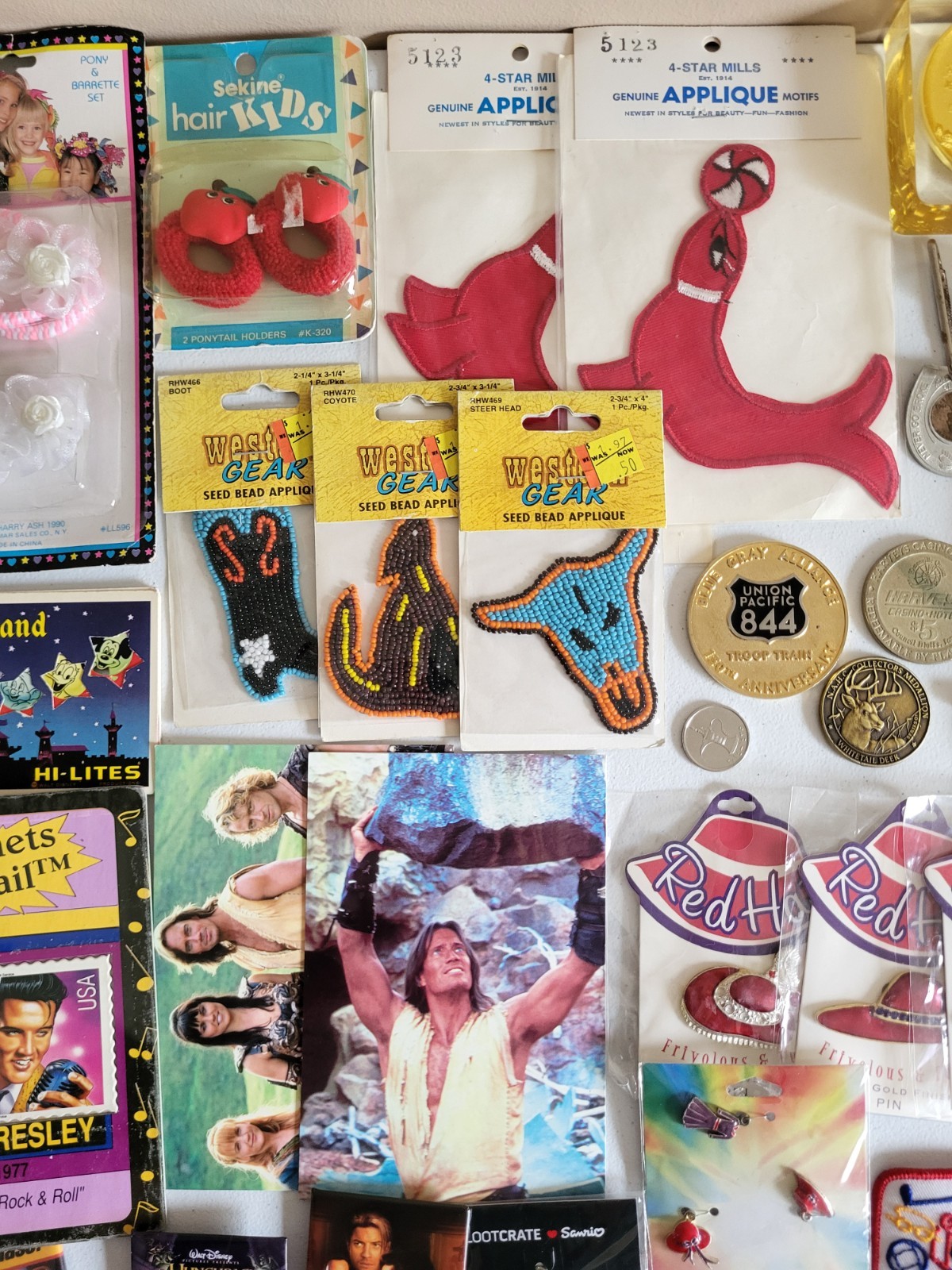 Vintage Mixed Junk Drawer Lot Estate Sale Find Pins Patches Jewelry Disney