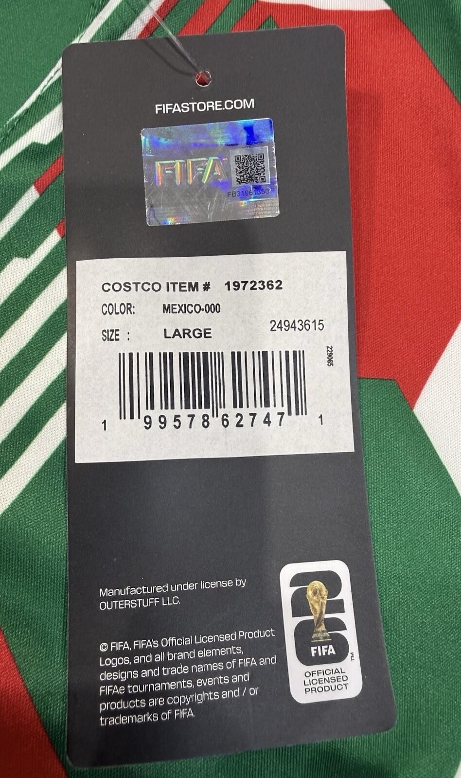 FIFA Mexico World Cup 2026 V Neck Jersey Tee Men’s Large