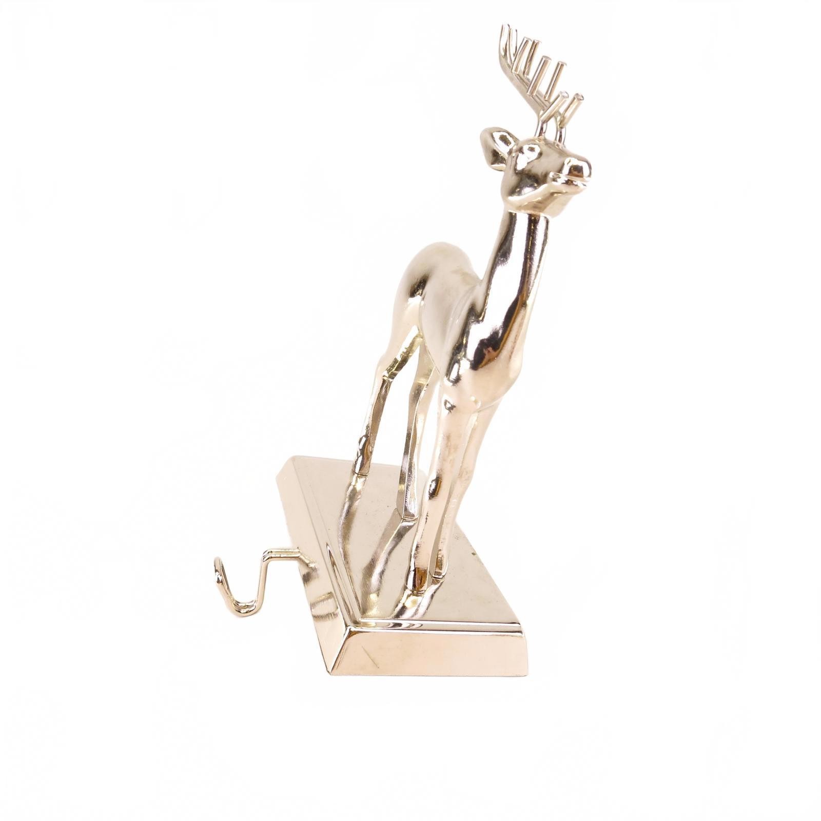 Vintage Chrome Color Reindeer Christmas Stocking Holder, Metal 8″ tall