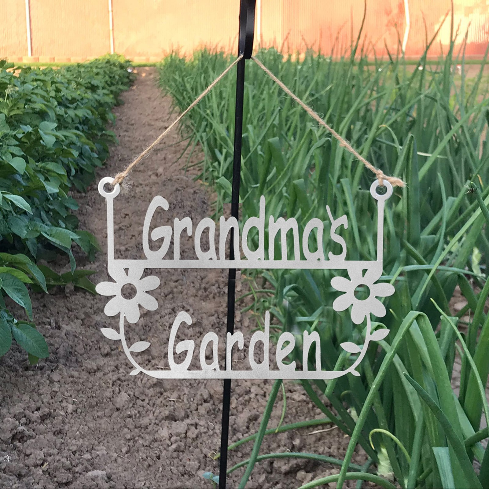 ROCC Rusted Orange Garden Hanger for Grandma Decorative Outdoor Sign